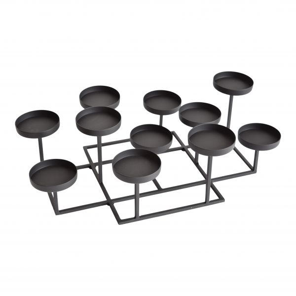 CANDLEHOLDER - 11 CANDLES - METAL - MATT BLACK - 47X32X15